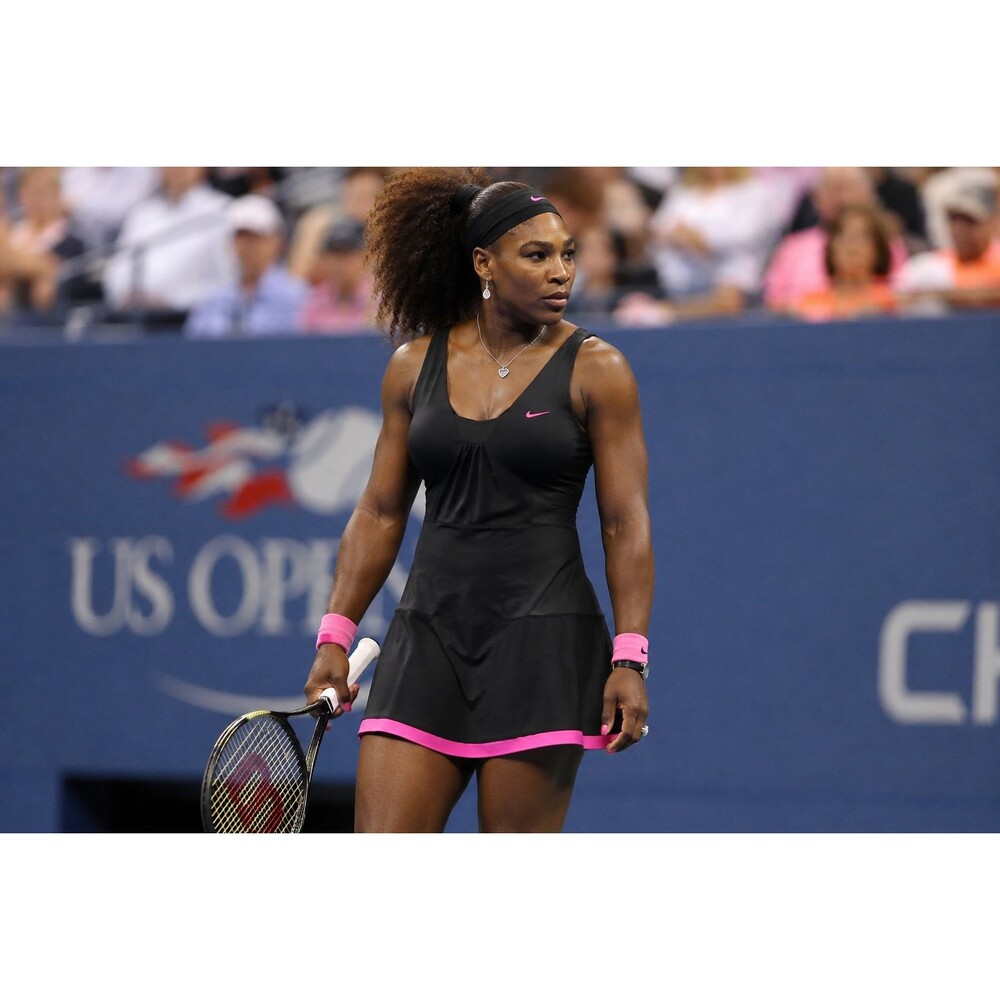NIKE FIT DRY Women's Serena Williams Tennis Dress LARGE Black Pink  348341-010